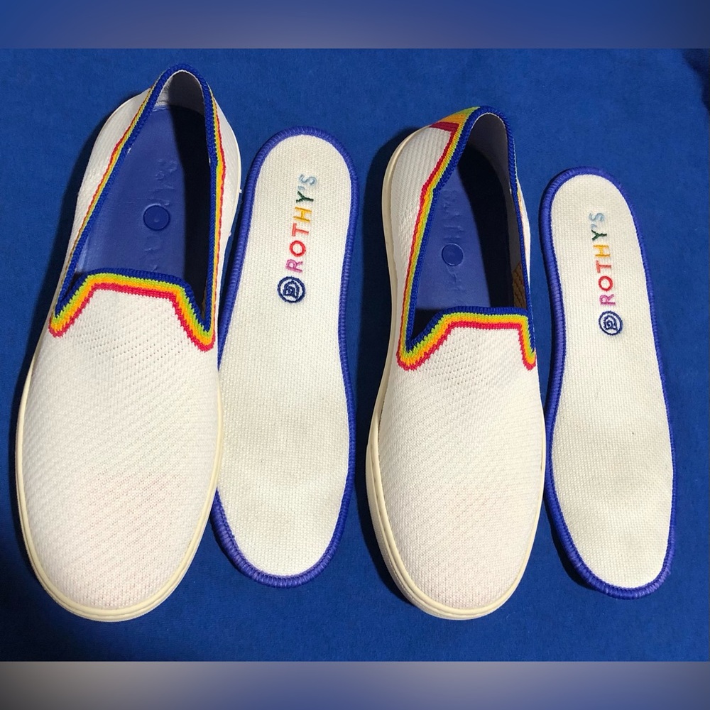Rothy's White Slip-Ons with Colorful Trim - Picture 9 of 11